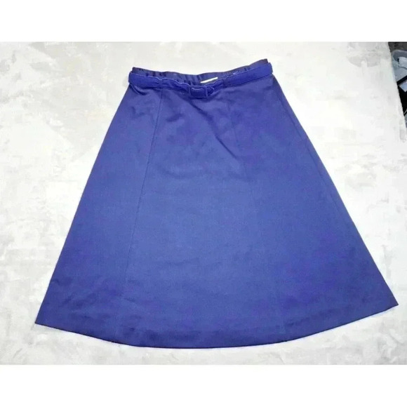 Vintage Koret Blue A line Midi Skirt with Belt size 14 - Picture 2 of 13